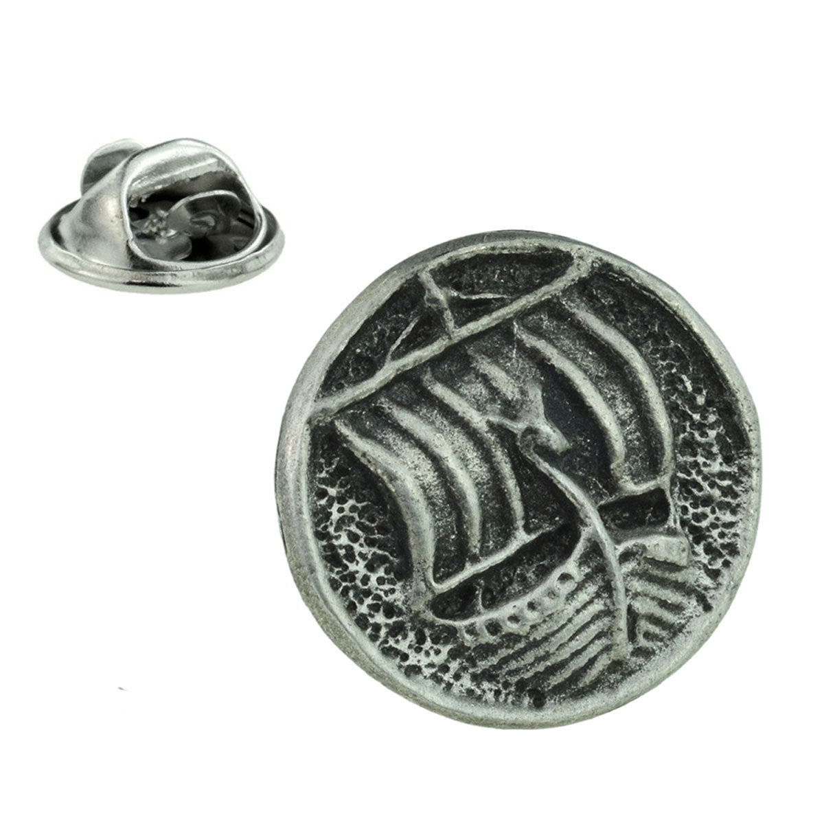 Viking Longboat English Made Pewter Lapel Pin Badge