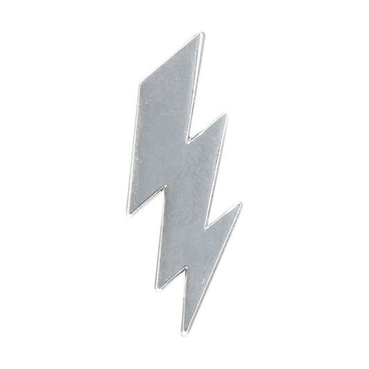 Silver Lightning Bolt Metal Enamel Lapel Pin Badge