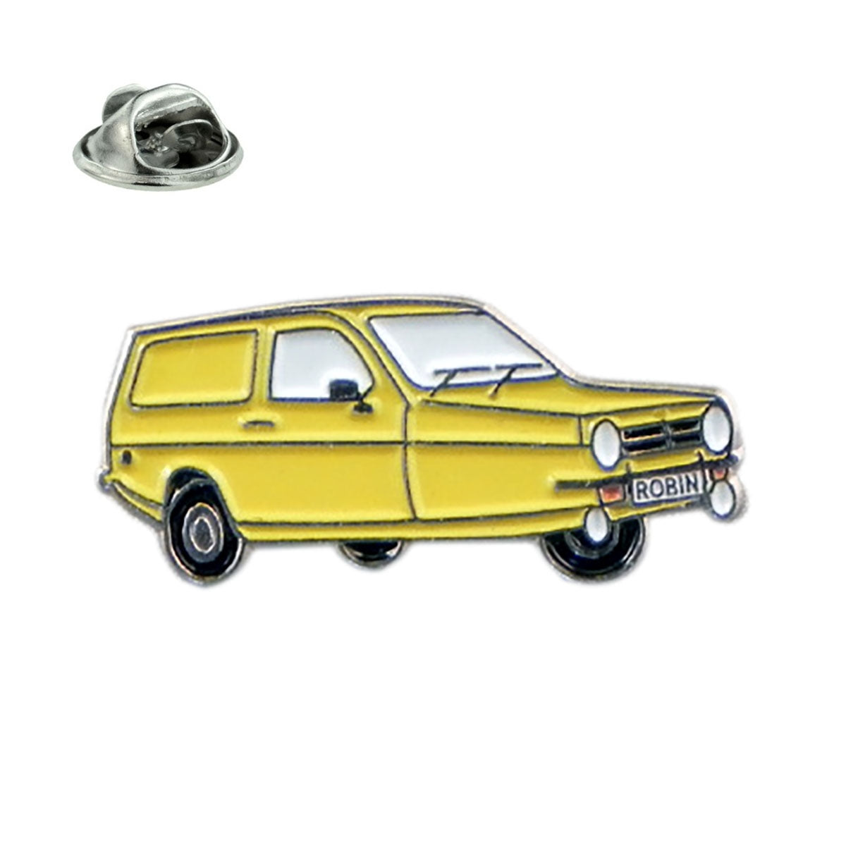 Trotters Yellow Car styled like Reliant Robin Metal Enamel Lapel Pin Badge