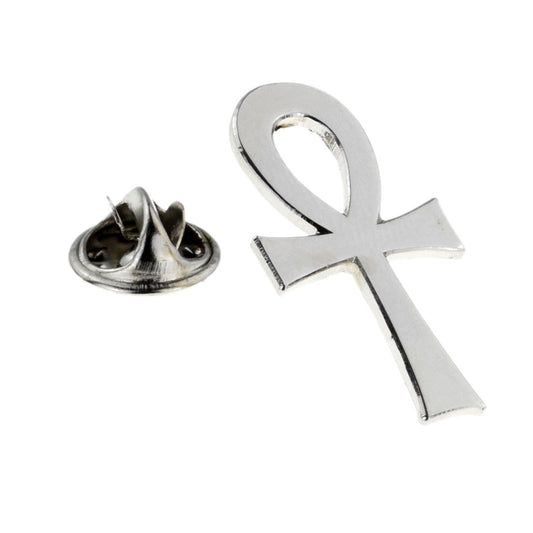 Egyptian Silver Ankh Cross Metal Enamel Lapel Pin Badge