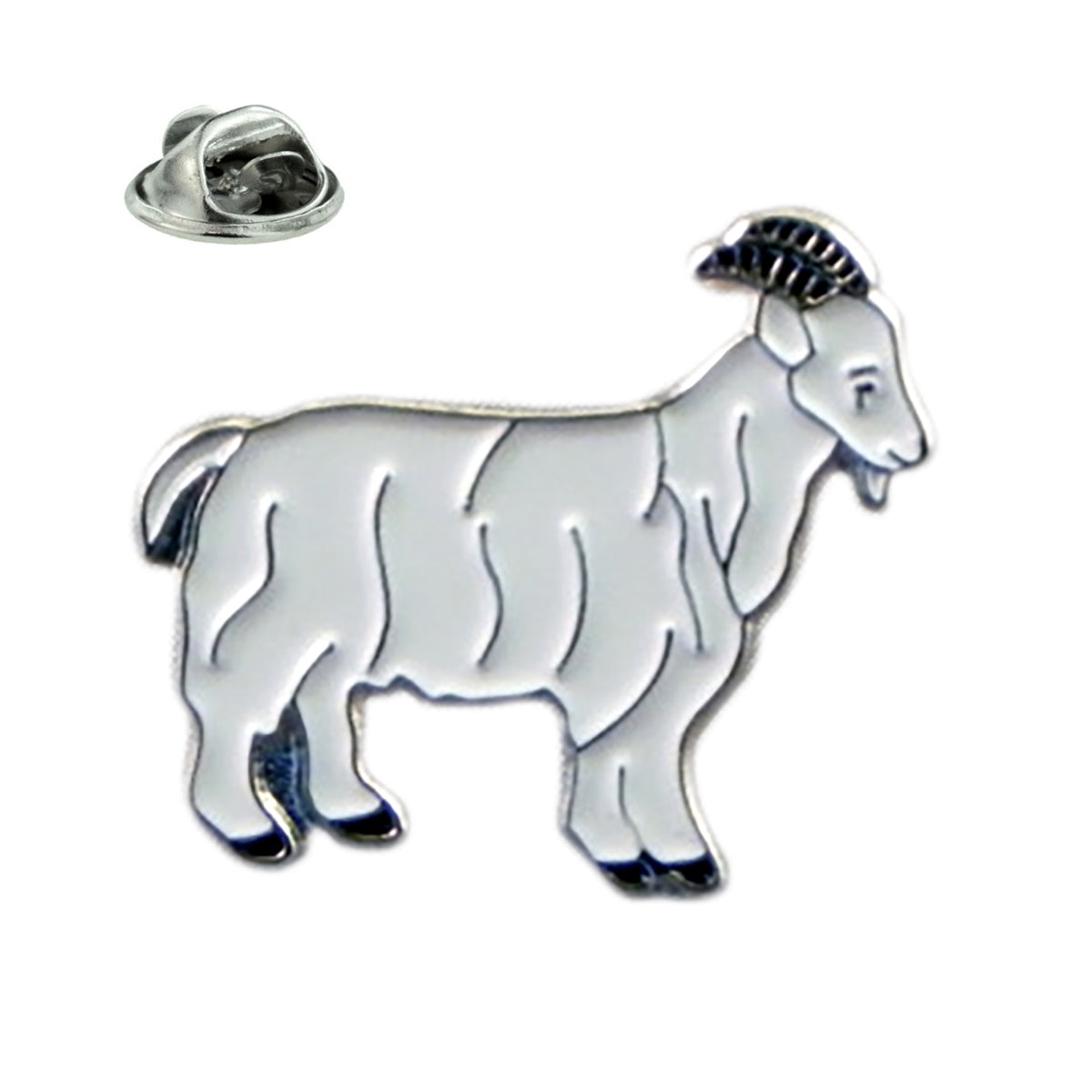 Horned Billy Goat Farm Animal Metal & Enamel Lapel Pin Badge