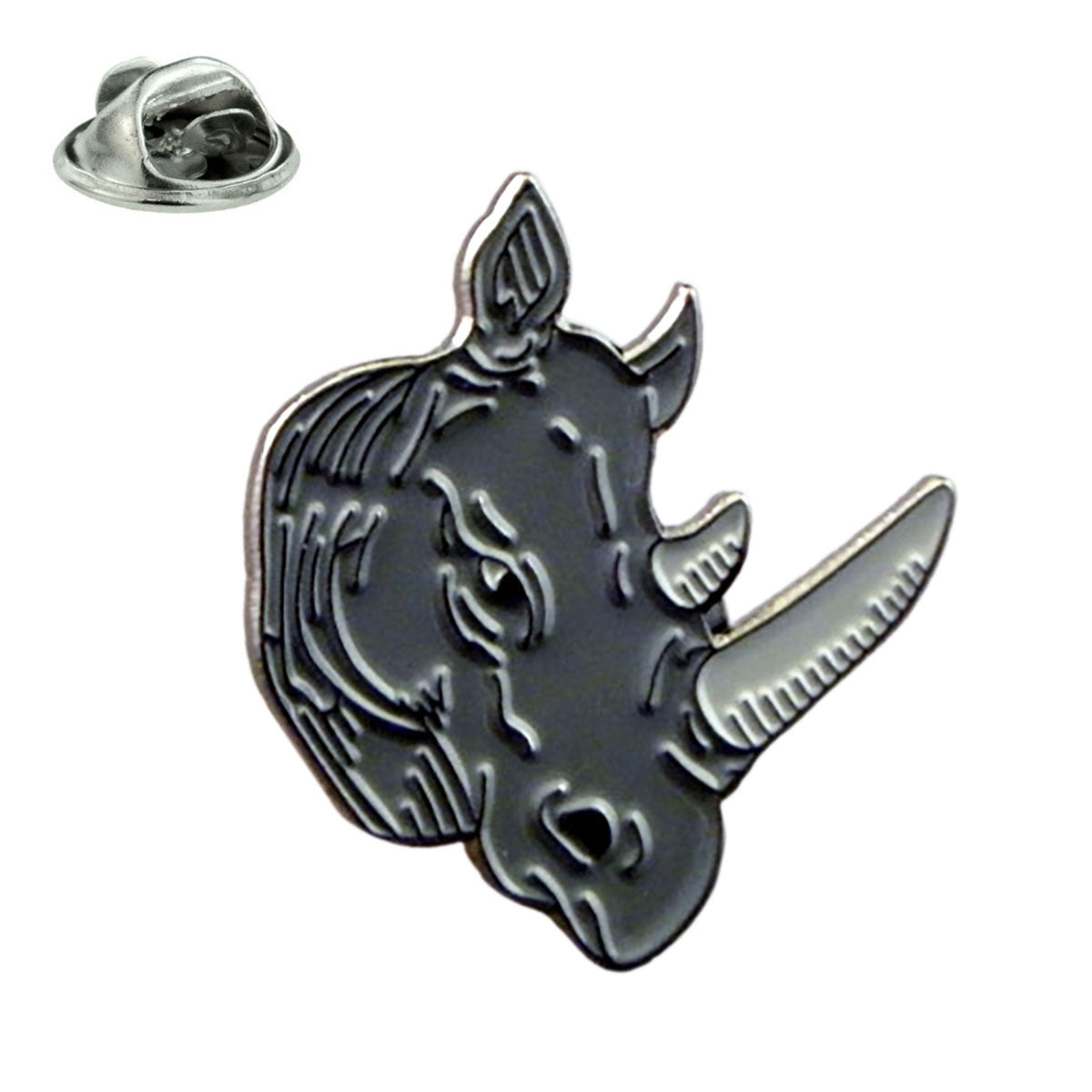 Rhino Safari Zoo Animal Metal and Enamel Lapel Pin Badge