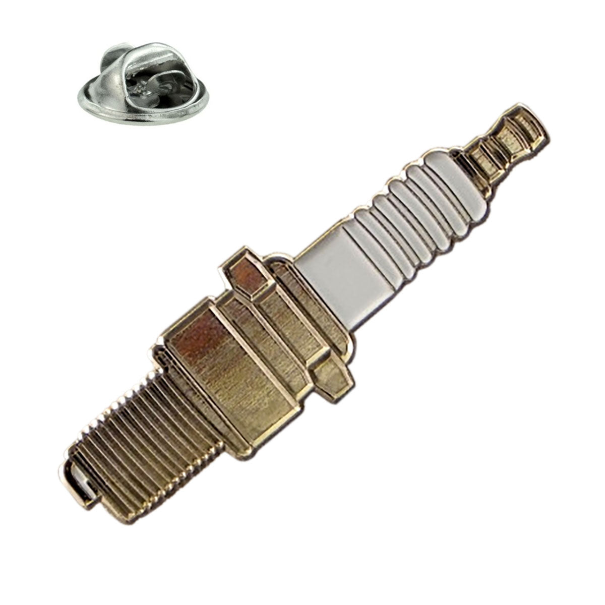 Motor Car Sparkplug Metal and Enamel Lapel Pin Badge