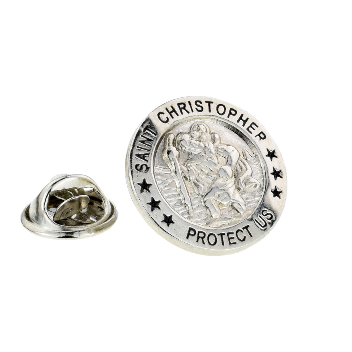 Good Luck Good Fortune Travellers ST CHRISTOPHER Metal Enamel Lapel Pin Badge