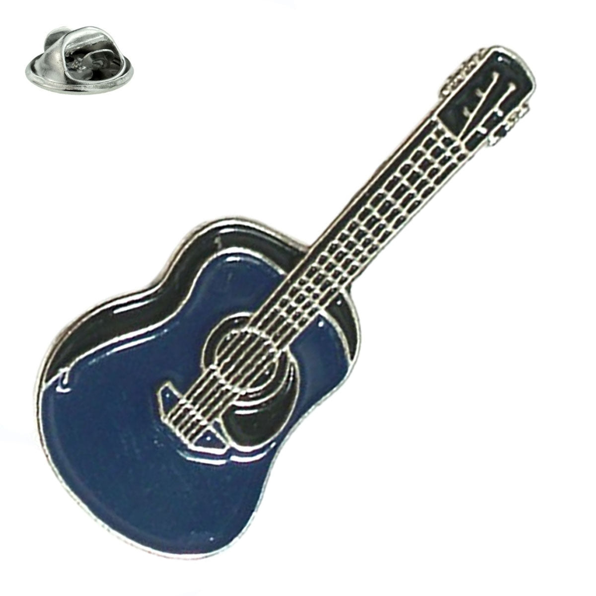 Blue Acoustic Guitar Music Lapel Pin Badge