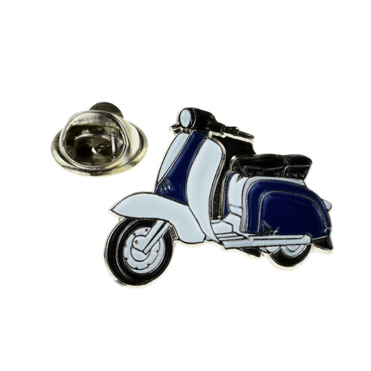 Scooter retro in blue & white Metal Enamel Lapel Pin Badge