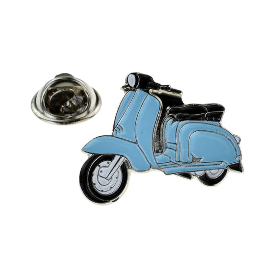 Scooter retro in pale blue Metal Enamel Lapel Pin Badge