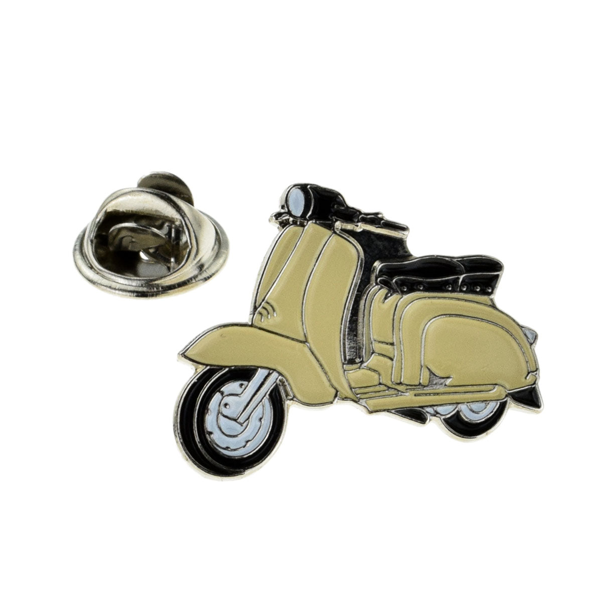 Scooter retro in cream Metal Enamel Lapel Pin Badge