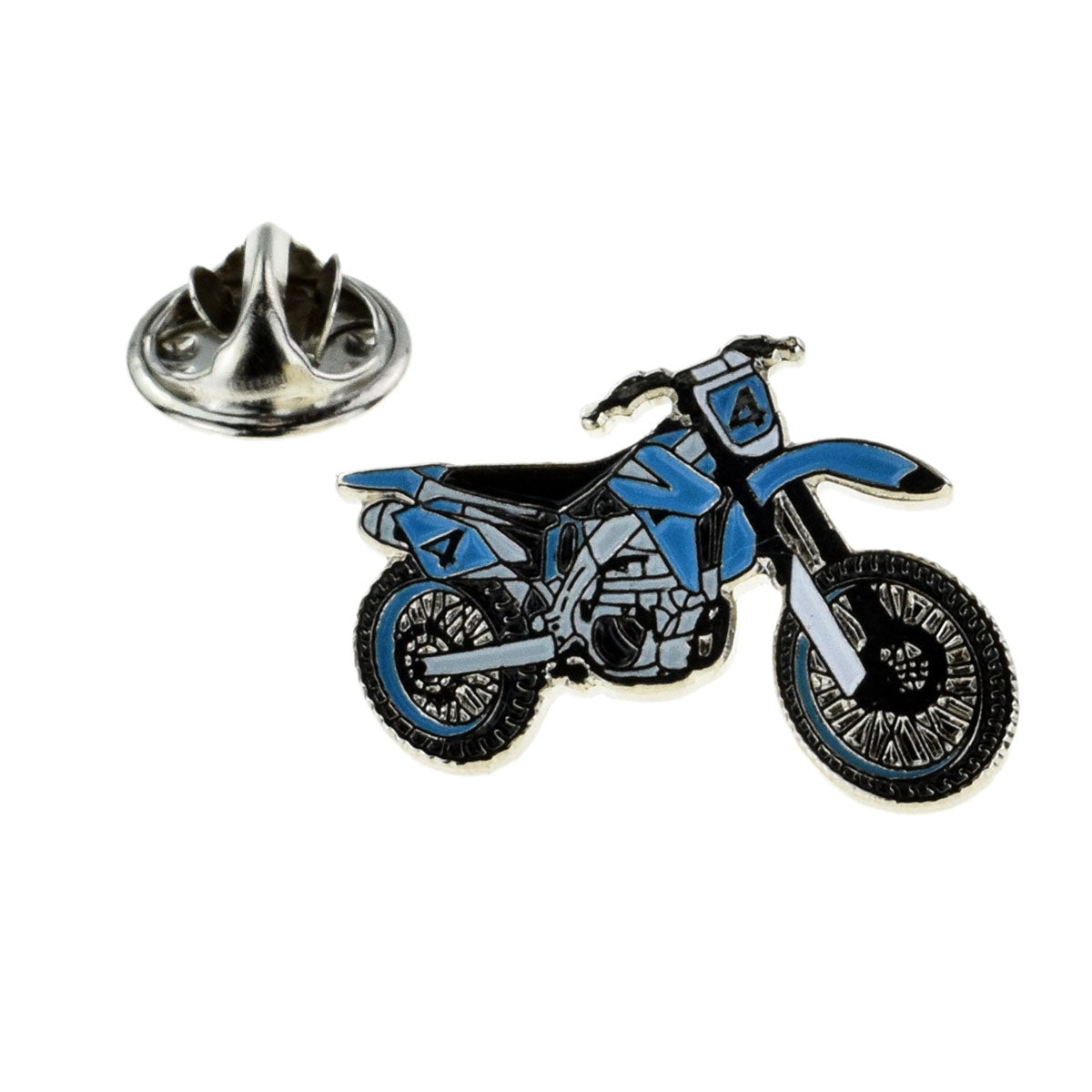 Trails Dirt Motorbike in blue Metal Enamel Lapel Pin Badge