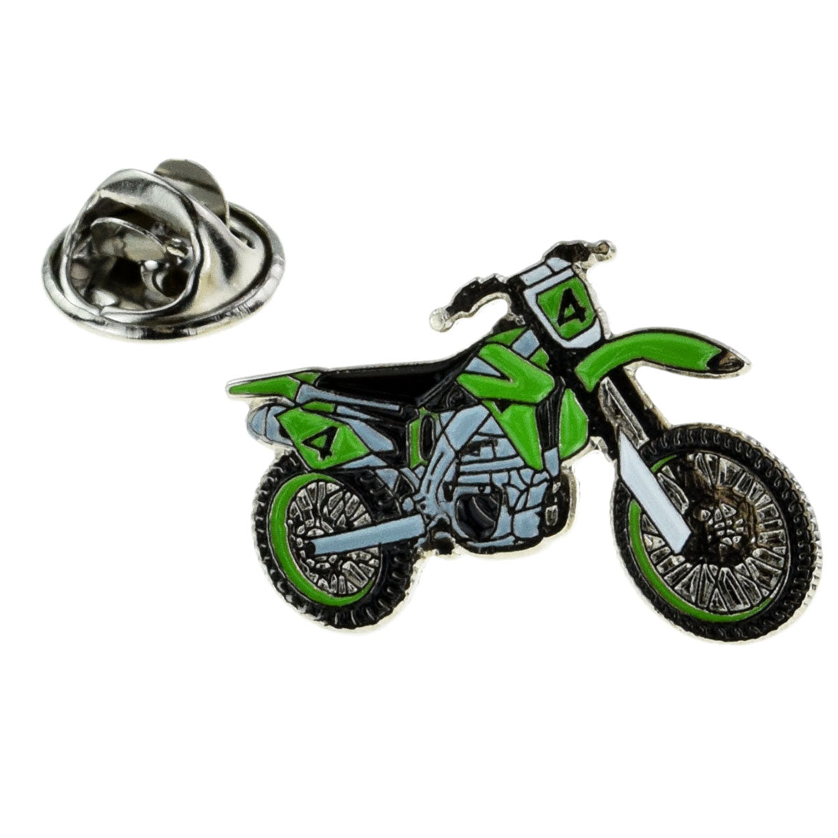Trails Dirt Motorbike in green Metal Enamel Lapel Pin Badge