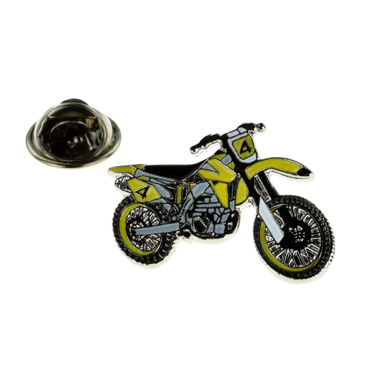 Trails Dirt Motorbike in yellow Metal Enamel Lapel Pin Badge