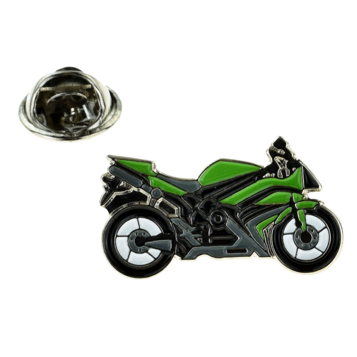 Sports Touring Motorbike in green Metal Enamel Lapel Pin Badge