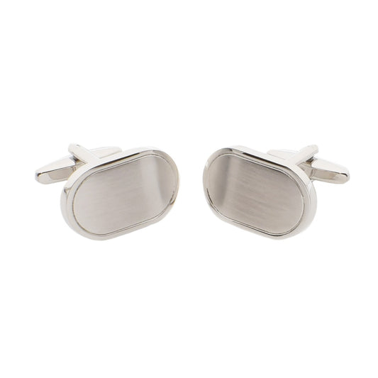 Rectangular Silver Brushed Cufflinks (22mm x 14mm engravable) | Ashton and Finch
