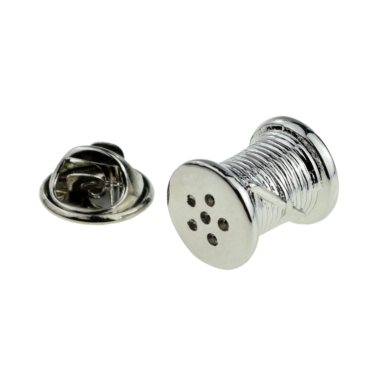 Cotton Reel & Needle Sewing Lapel Pin Badge. Themed for 2nd Anniversary Cotton