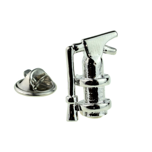 Silver Fire Extinguisher Firefighters Lapel Pin Badge