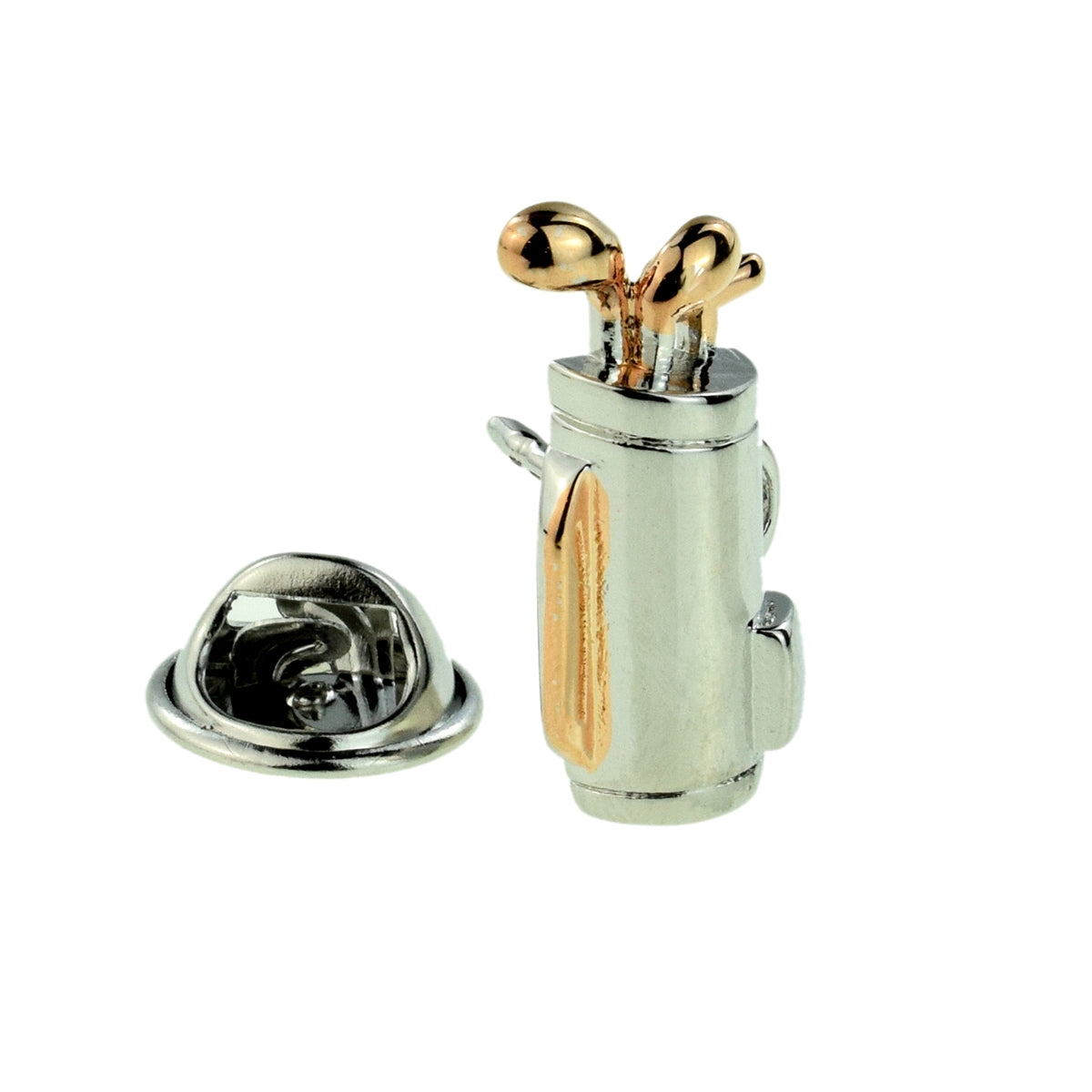 Two Tone Golf Bag & Clubs Lapel Pin Badge