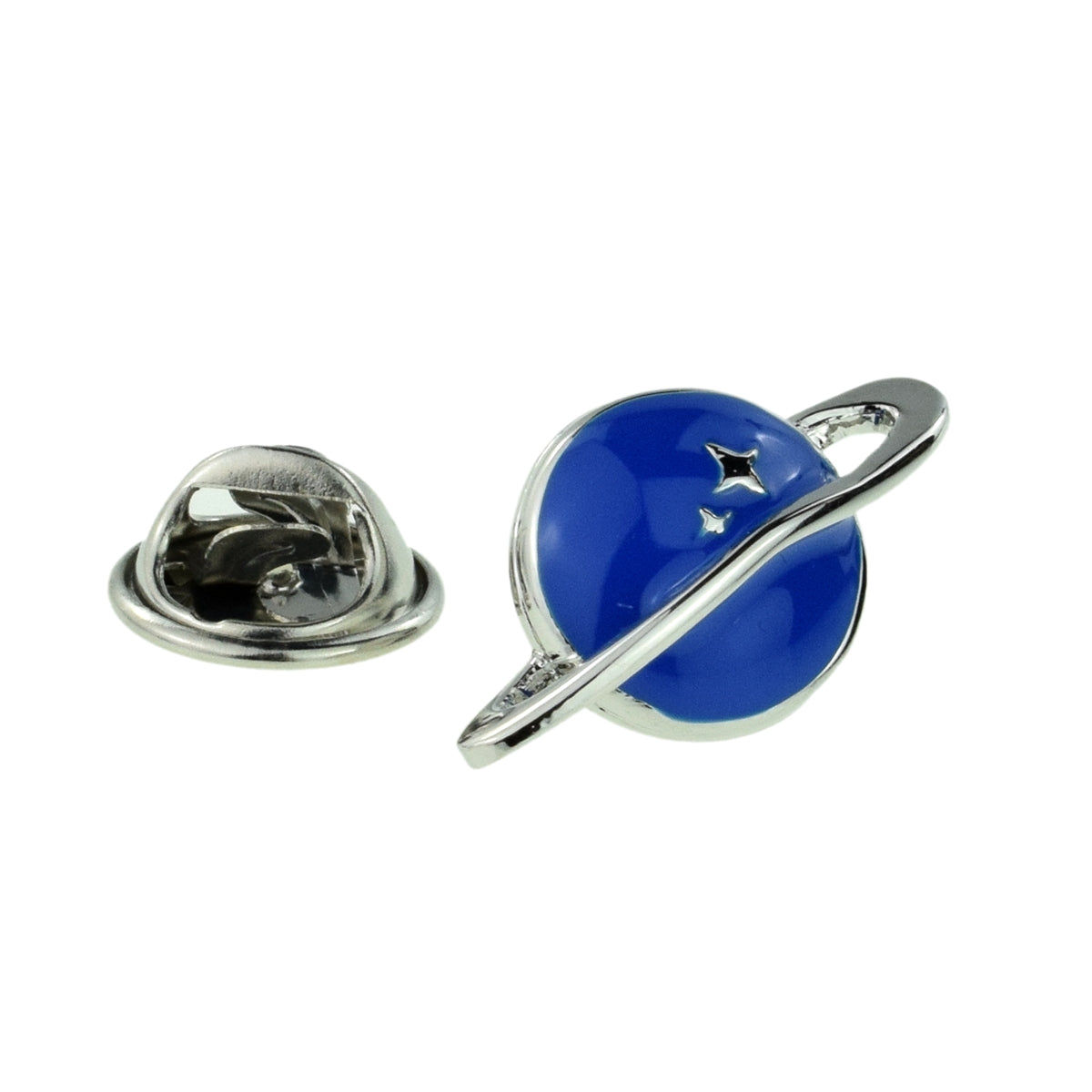 Sci Fi Blue Saturn Style Blue Planet Lapel Pin Badge