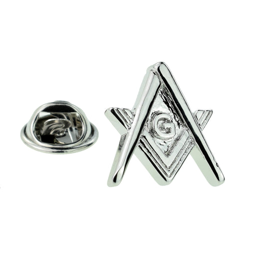 Traditional Masonic Compass & Square with G Lapel Pin Badge