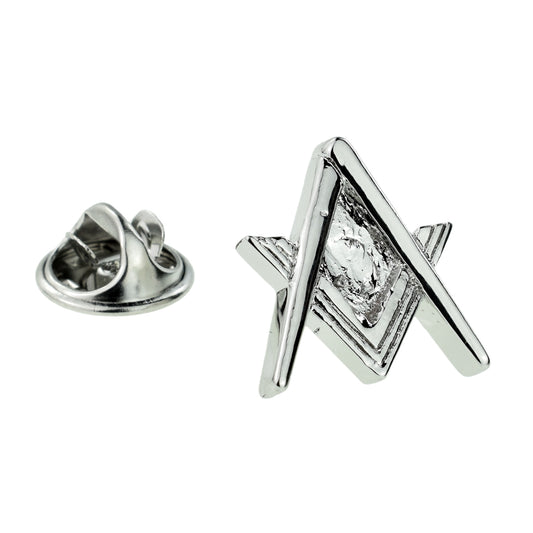 Traditional Masonic Compass & Square without G Lapel Pin Badge