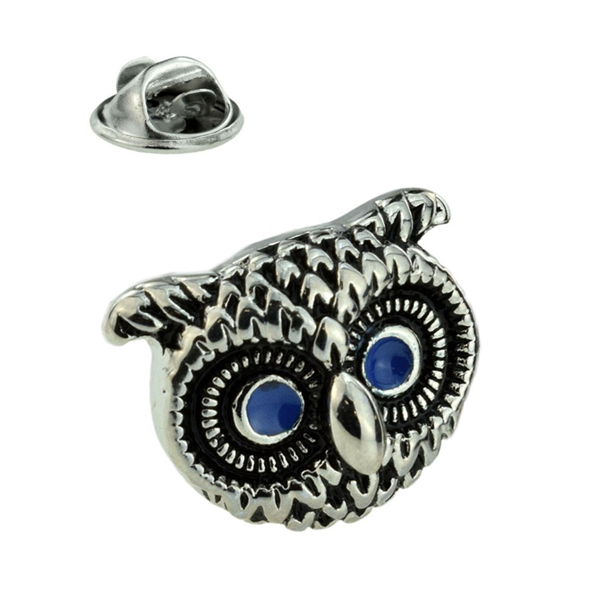 Owl with Blue Eyes Lapel Pin Badge