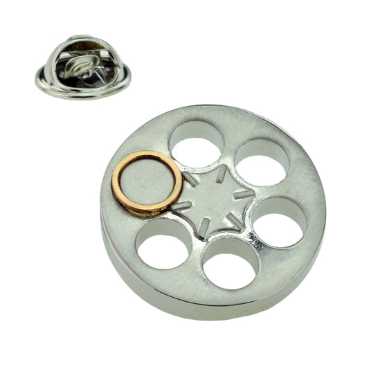 Bullet in Gun Chamber Lapel Pin Badge