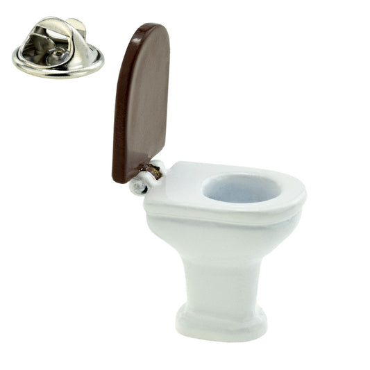 Fun Toilet with Hinged Lid Lapel Pin Badge
