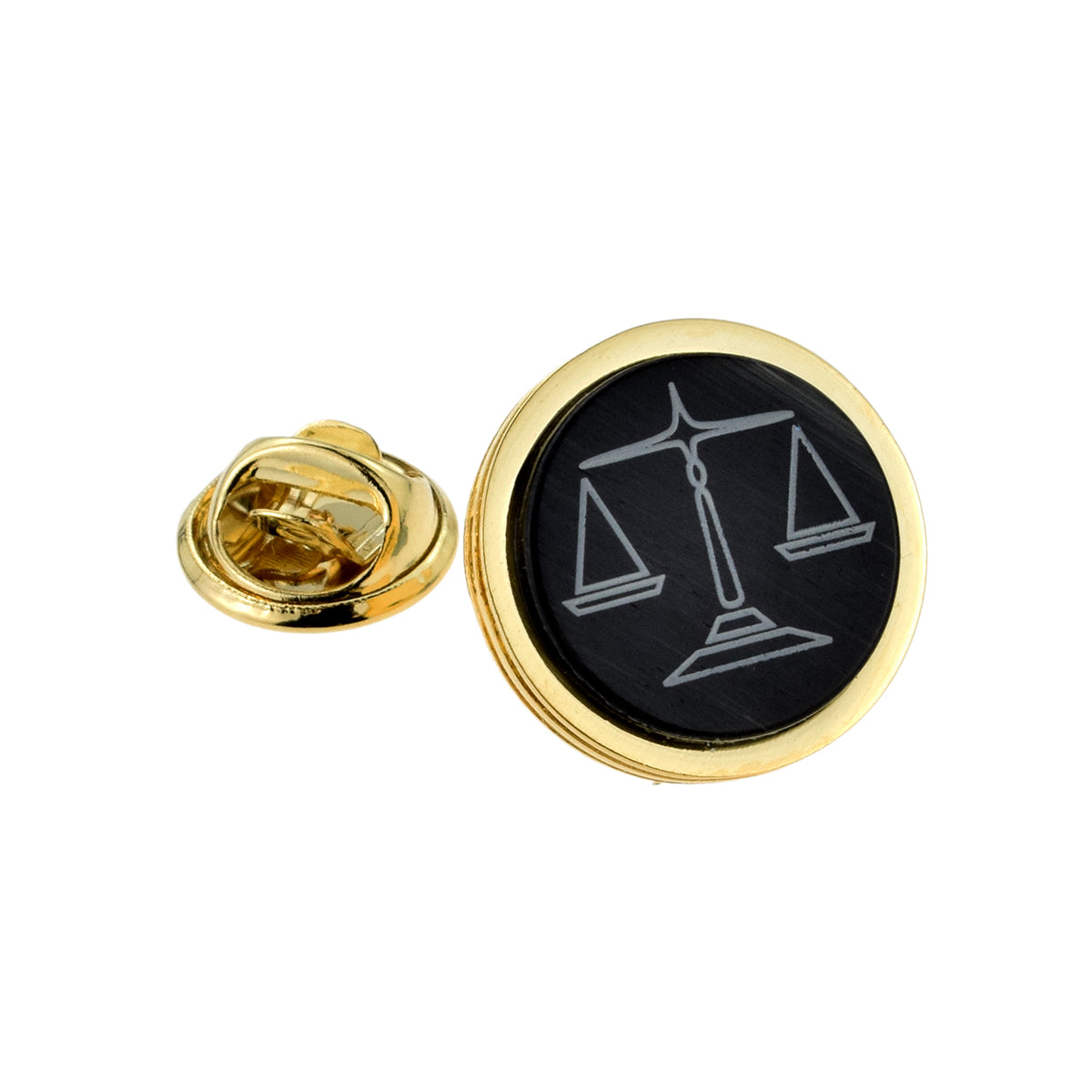 Gold Plated Scales of Justice Design Lapel Pin Badge