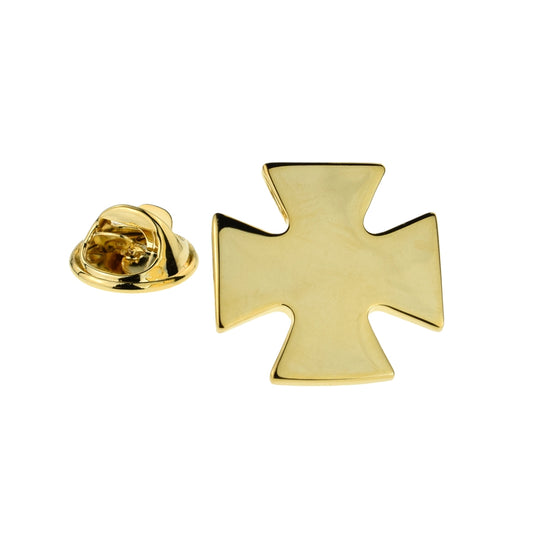 Gold Plated Maltese Cross Lapel Pin Badge