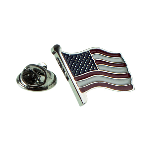 Flapping Stars & Stripes US Flag Lapel Pin Badge
