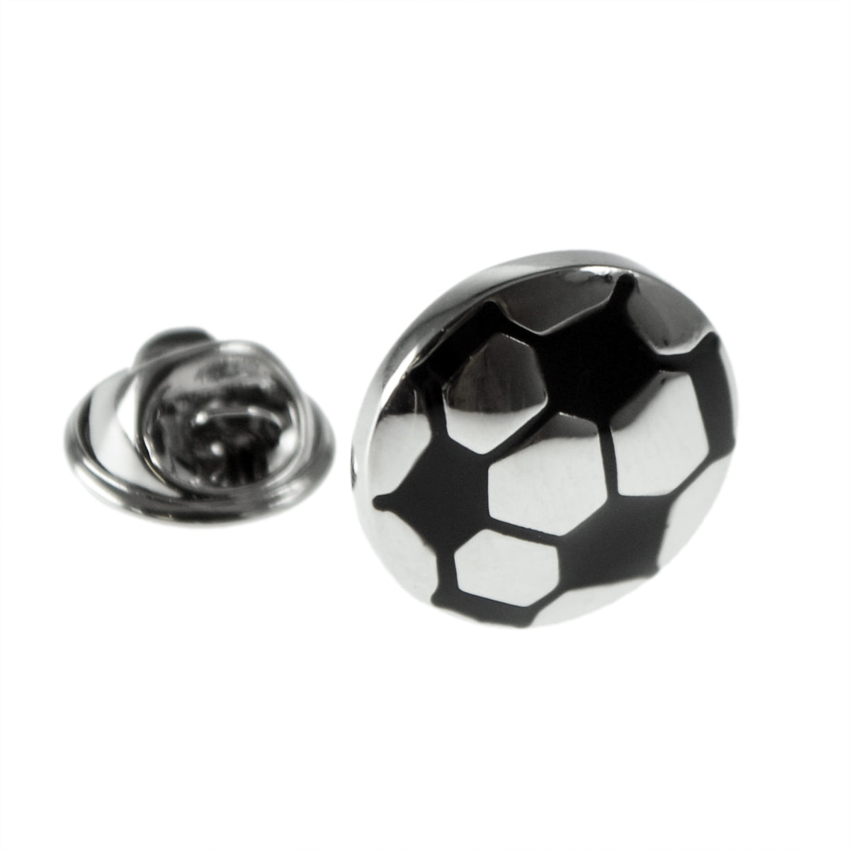 Silver & Black Football Design Lapel Pin Badge