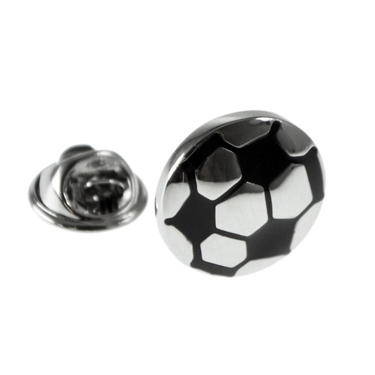 Silver & Black Football Design Lapel Pin Badge