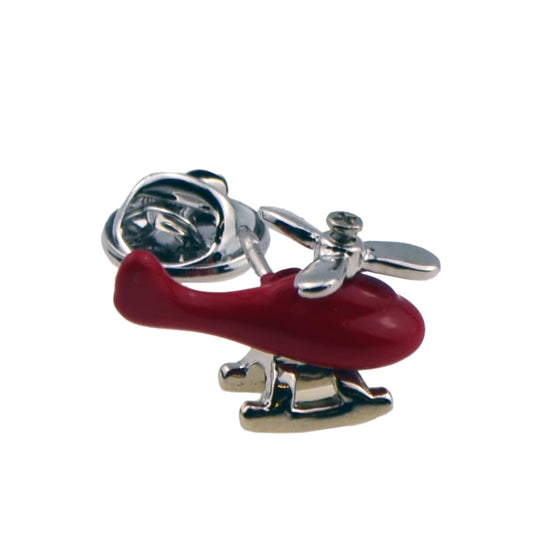 Red Helicopter Lapel Pin Badge