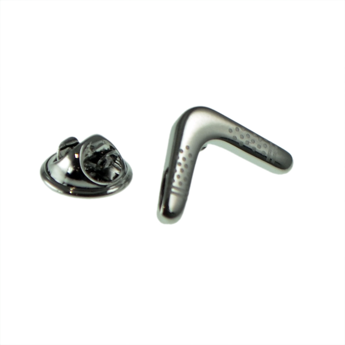 Rhodium Plated Boomerang Lapel Pin Badge