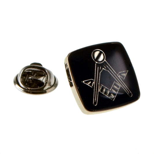 Rhodium Plated & Black Masonic Lapel Pin Badge