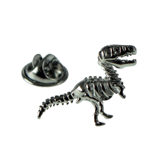 Hunting T Rex Skeleton Lapel Pin Badge