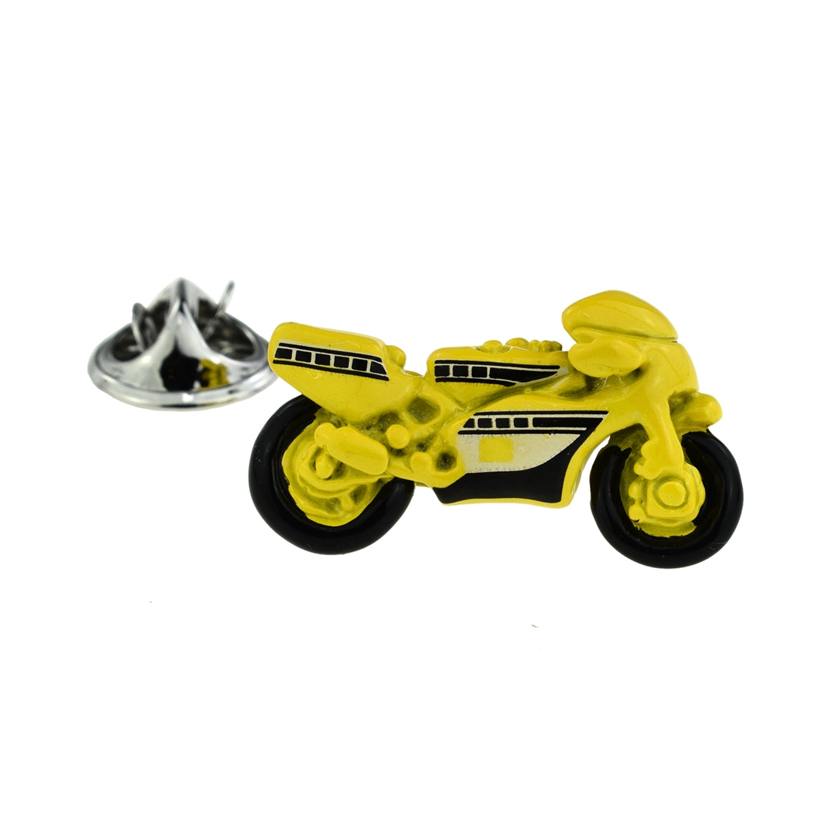 Yellow Sports Racing Motorbike Lapel Pin Badge