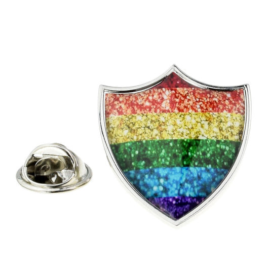 Glittery Rainbow School Style Lapel Pin Badge