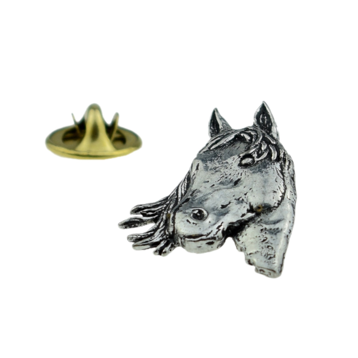Horses Head English Pewter Lapel Pin Badge