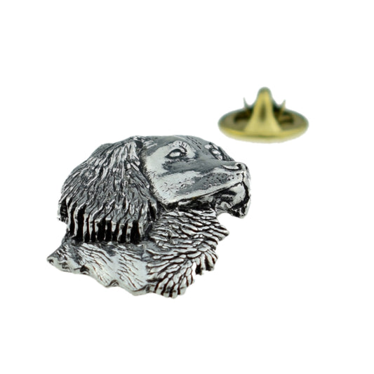 Spaniels Head English Pewter Lapel Pin Badge