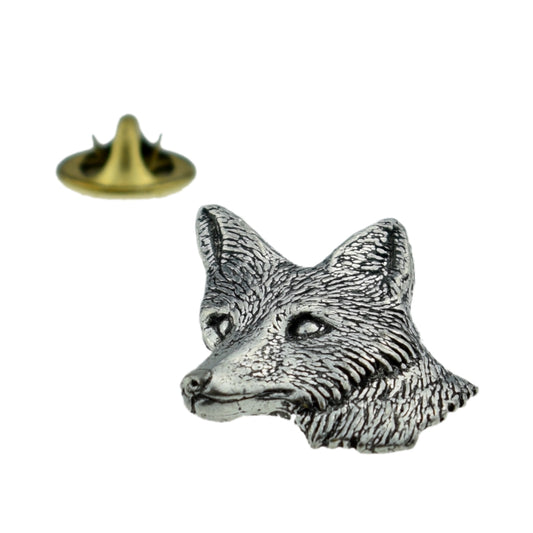 Fox Head English Pewter Lapel Pin Badge