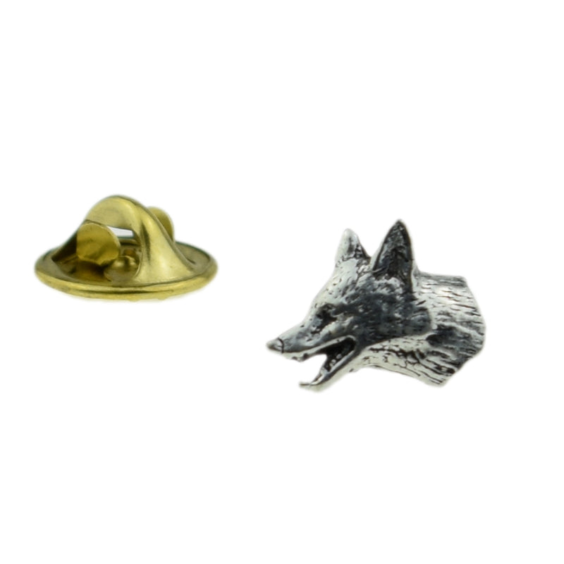 Small Fox Head English Pewter Lapel Pin Badge 1