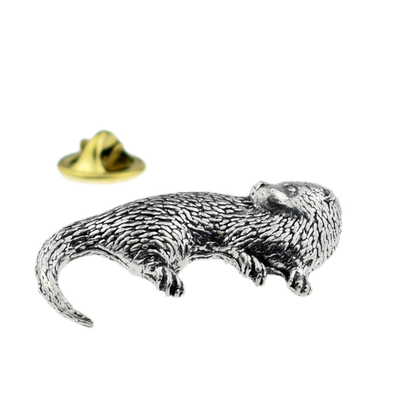 Otter Pewter Lapel Pin Badge In Pewter 1