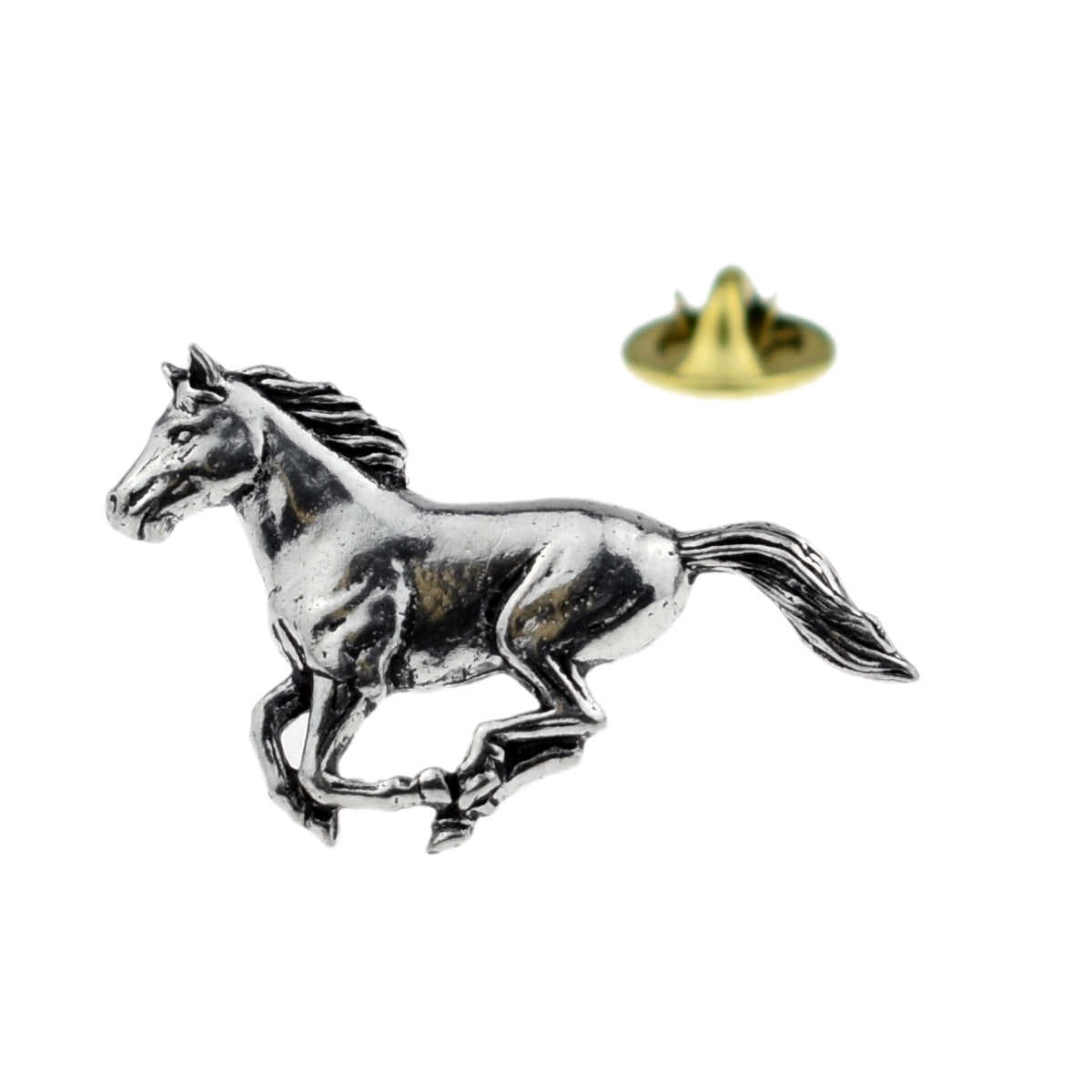 Running Horse English Pewter Lapel Pin Badge
