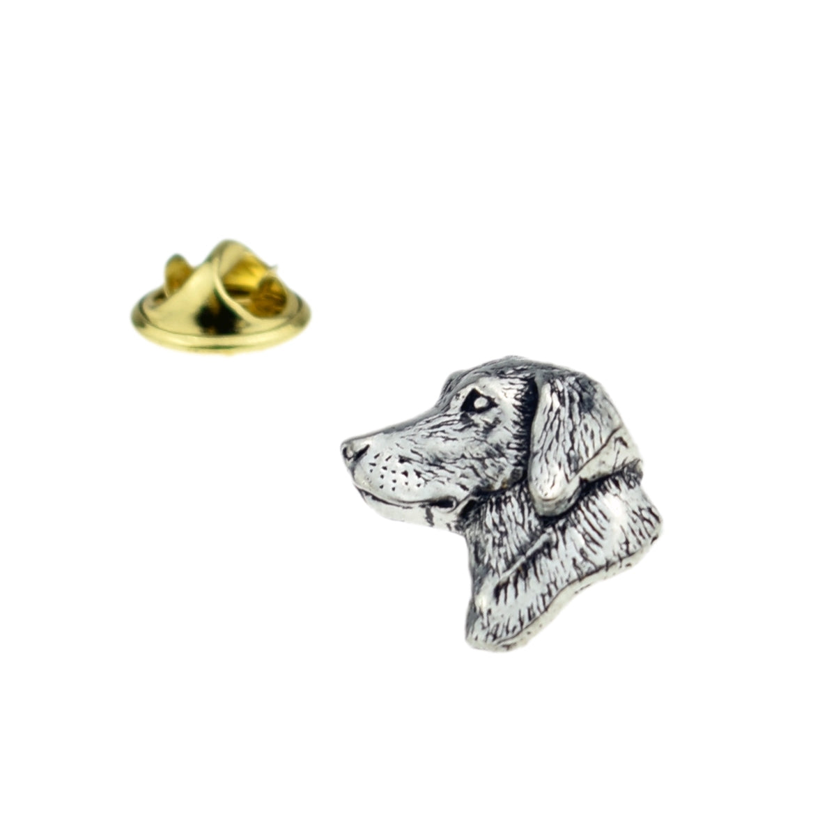 Small Labradors Head English Pewter Lapel Pin Badge