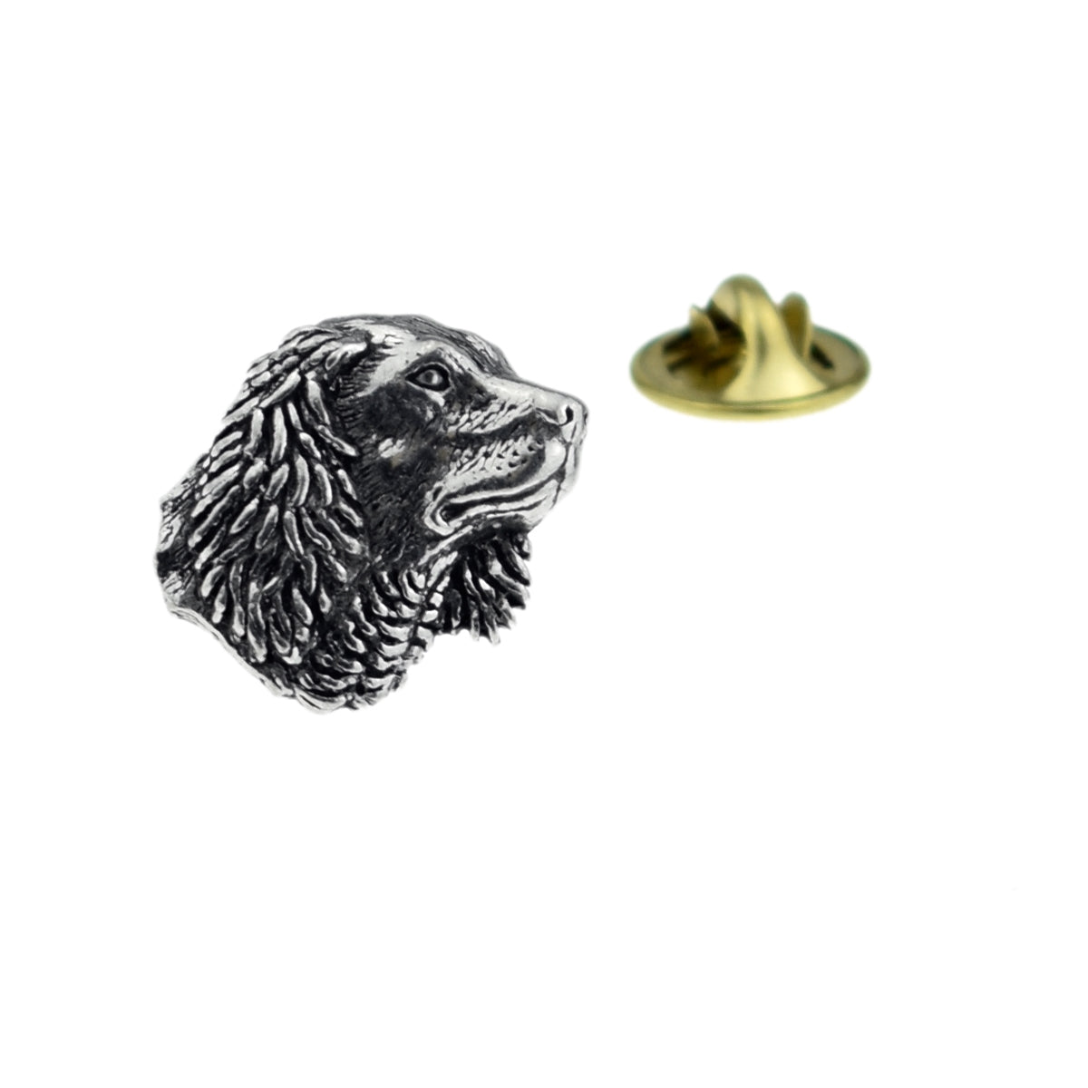 Small Spaniels Head English Pewter Lapel Pin Badge