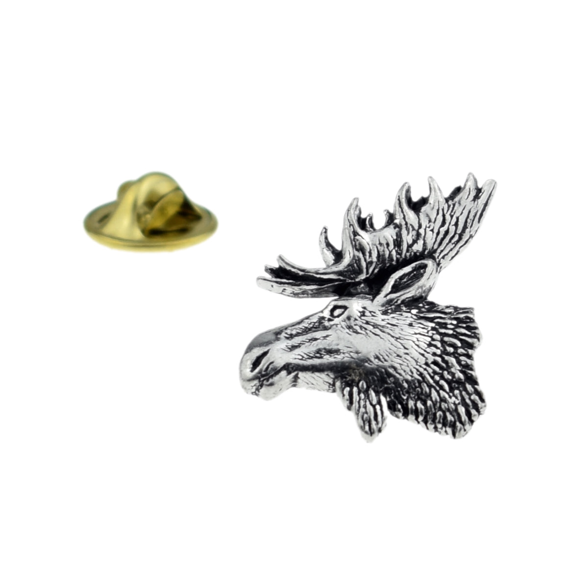 Moose Head English Pewter Lapel Pin Badge