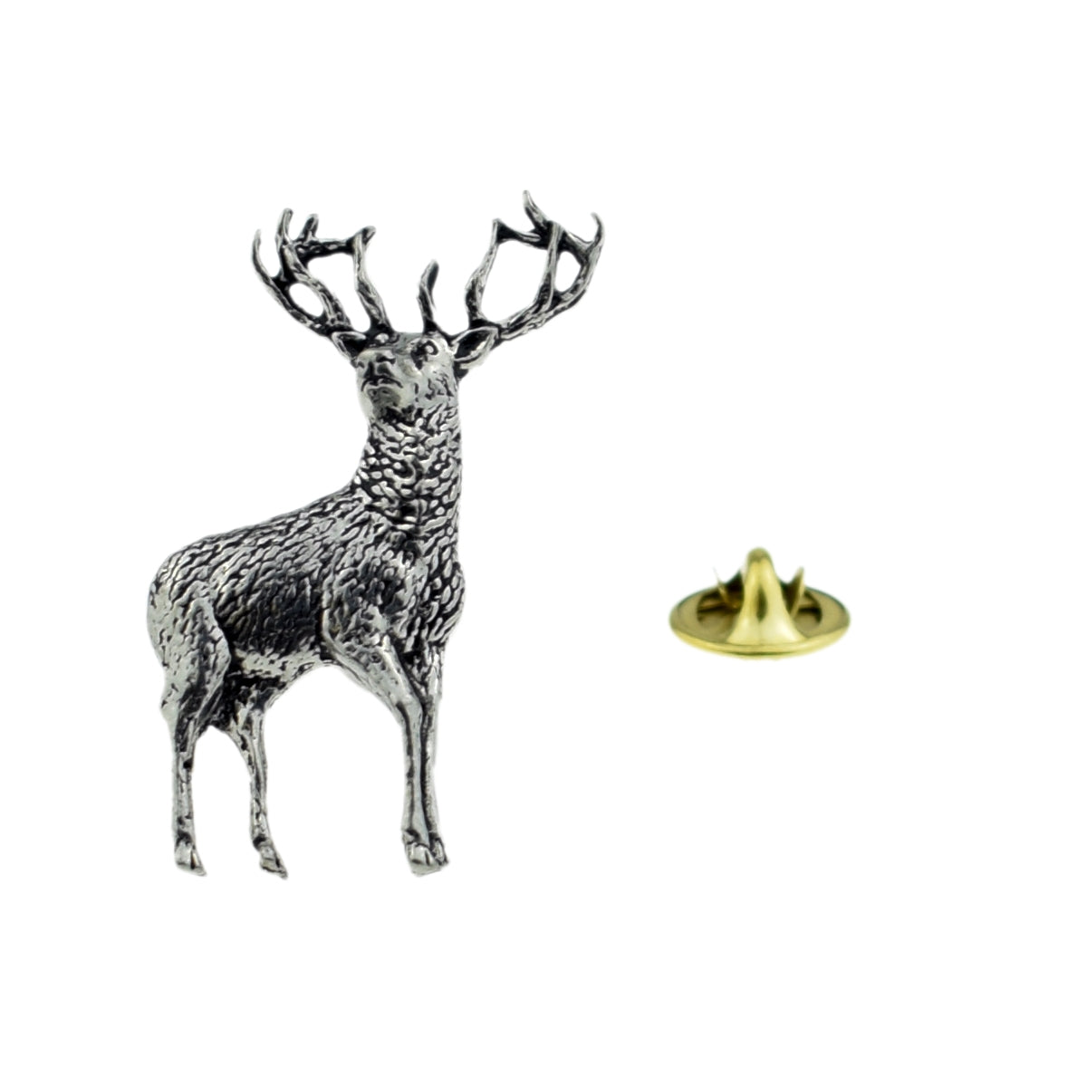 Standing Stag Pewter Lapel Pin Badge
