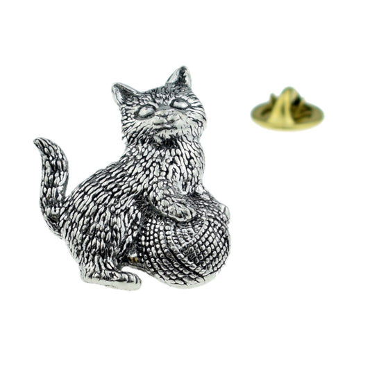 Kitten Cat English Pewter Lapel Pin Badge