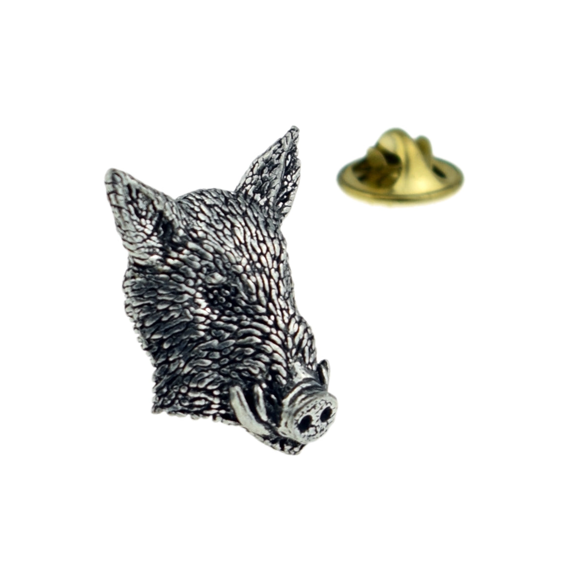 Wild Boars Head English Pewter Lapel Pin Badge
