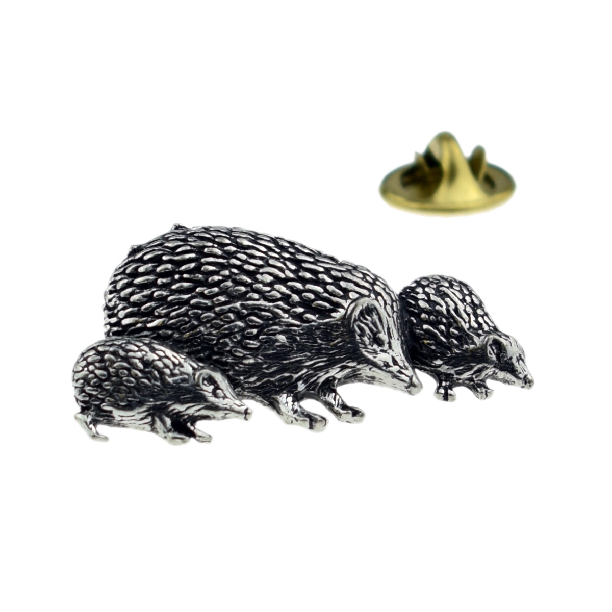 Hedgehogs English Pewter Lapel Pin Badge